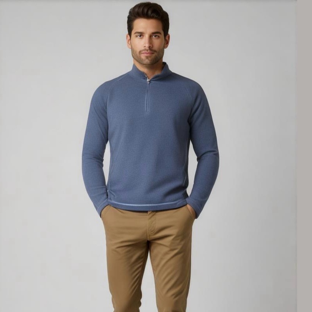 Pebble Beach Blue Quarter Zip Sweater XXL